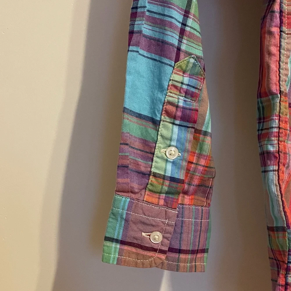 Ralph Lauren Boys Size 5 Madras Plaid Shirt Cotton Button Down Pony Preppy